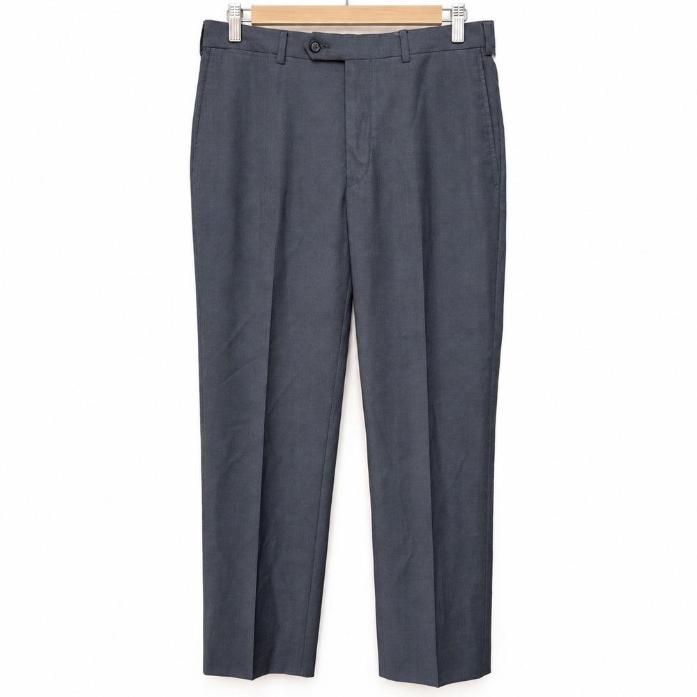 Ermenegildo Zegna Mens 32x30 Navy 100% Wool Dress Pants Flat Front 48R
